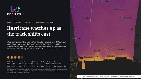 B2, Oct 7, Afternoon brief cover: Hurricane watches, Advisory 5