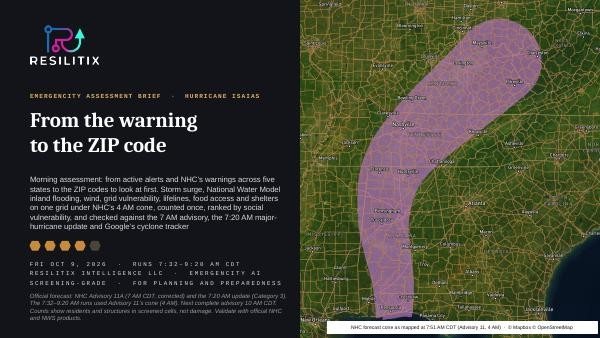 B6, Oct 9, Morning brief cover: Category 3, Advisory 11